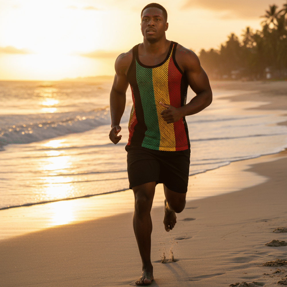 Vibrant Rasta Mesh String Vest / Sleeveless Tank Top - Image 3