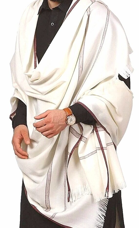 Fine Wool Double Palla Shawl for Men | Sized 45x90 | Multi Colour | Soft & Warm