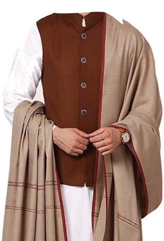 Fine Wool Double Palla Shawl for Men | Sized 45x90 | Multi Colour | Soft & Warm