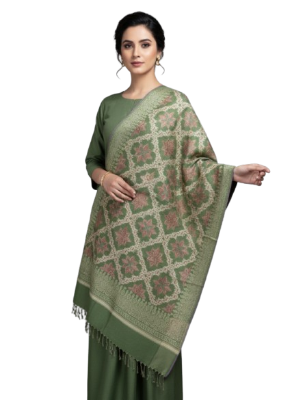 Elegant Silk Shawl Stole Embroidered Stone Work  Wedding Party