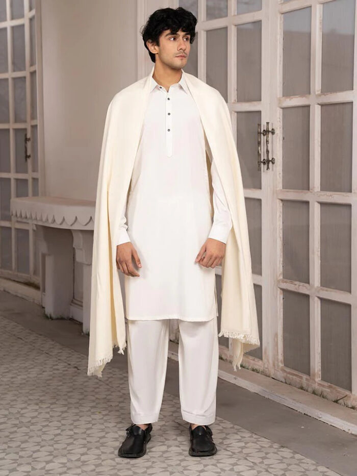 Off White Wool simple Shawl