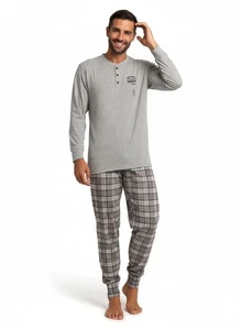 Karelpiu Men's 100% Cotton Pajama Set Pjs Pajamas Loungewear Nightwear