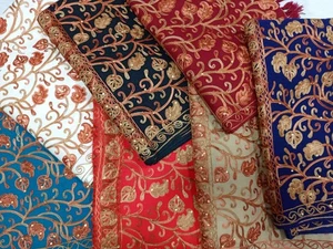 Winter Kashmiri Indian Embroidered Shawl Wrap - Blade Floral Design
